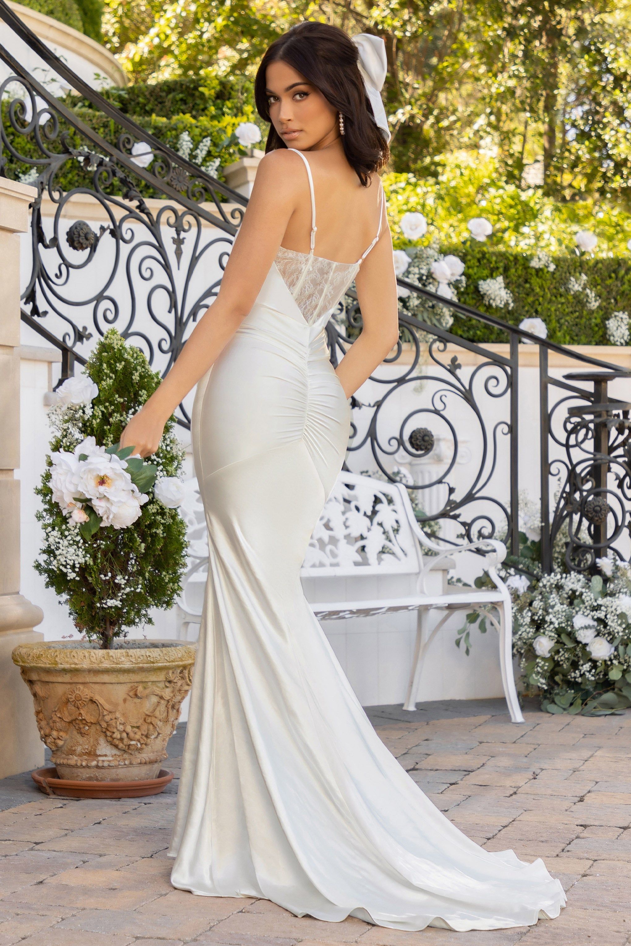 Eternity | White Cowl Cami Maxi Dress With Lace Back sold by Club L London product image thumbnail 2