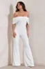 Bonnie | White Bardot Drape Sleeve Jumpsuit sold by Club L London