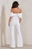 Bonnie | White Bardot Drape Sleeve Jumpsuit sold by Club L London