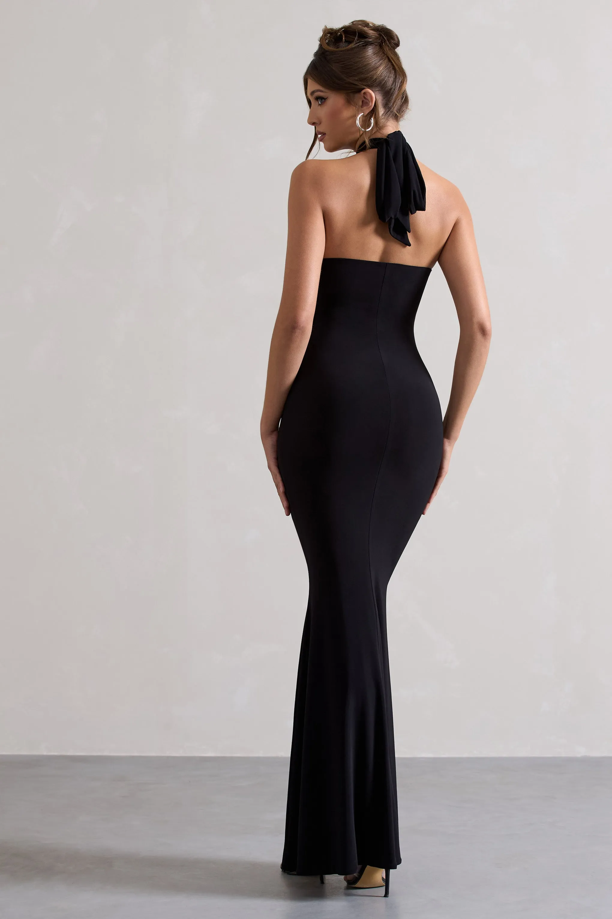 Colorado | Black High-Neck Fishtail Maxi Dress sold by Club L London product image thumbnail 2