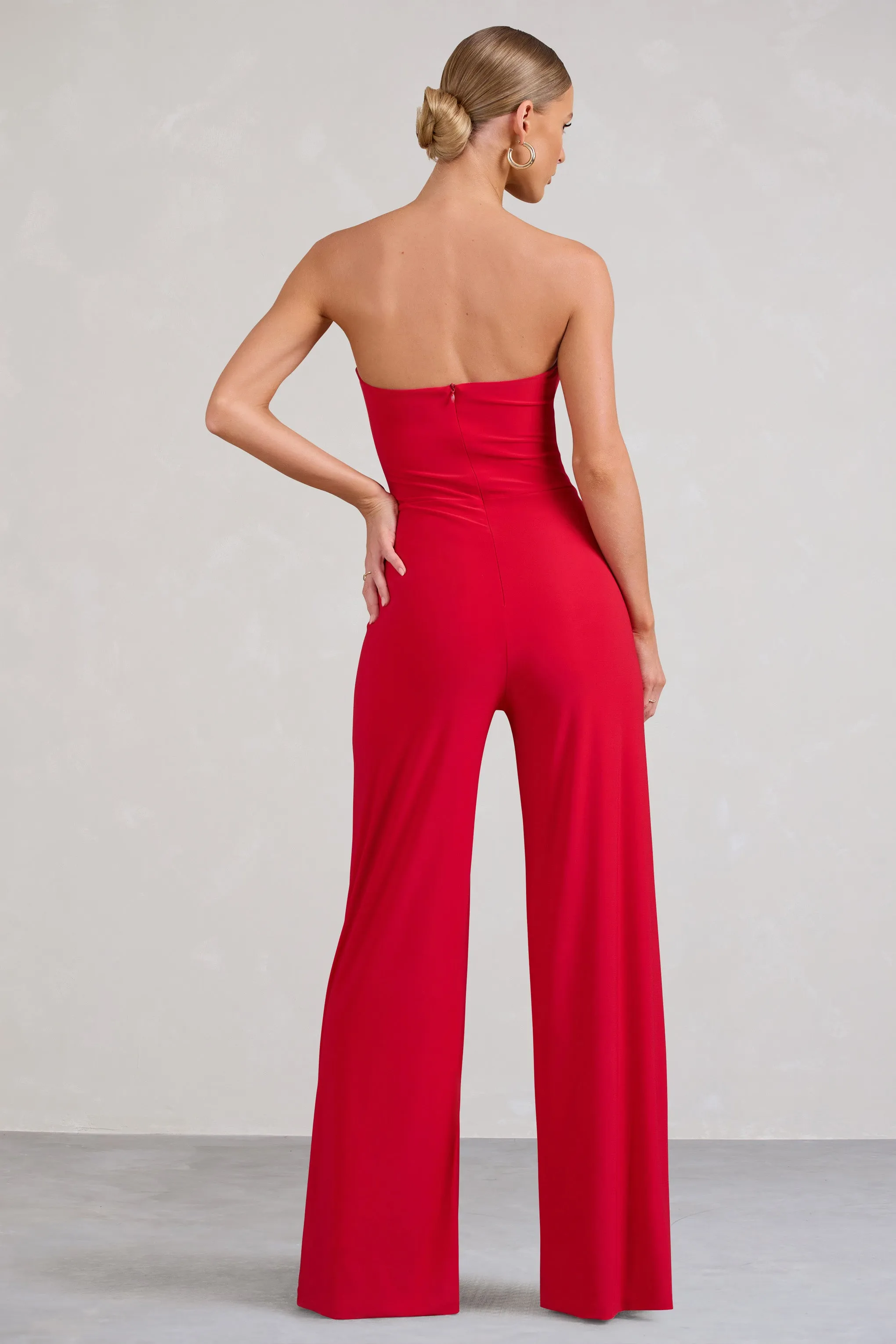 Darya | Red Bandeau Wide Leg Jumpsuit sold by Club L London product image thumbnail 2