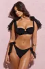 Adrift | Black Organza Bikini Bottoms With Bows sold by Club L London