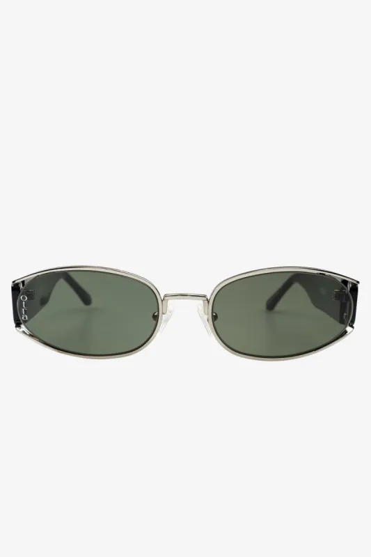 Polly | Otra Black Round Green Tinted Sunglasses sold by Club L London