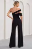 Candy | Black Asymmetric One Shoulder Ruched Jumpsuit sold by Club L London