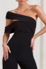 Candy | Black Asymmetric One Shoulder Ruched Jumpsuit sold by Club L London