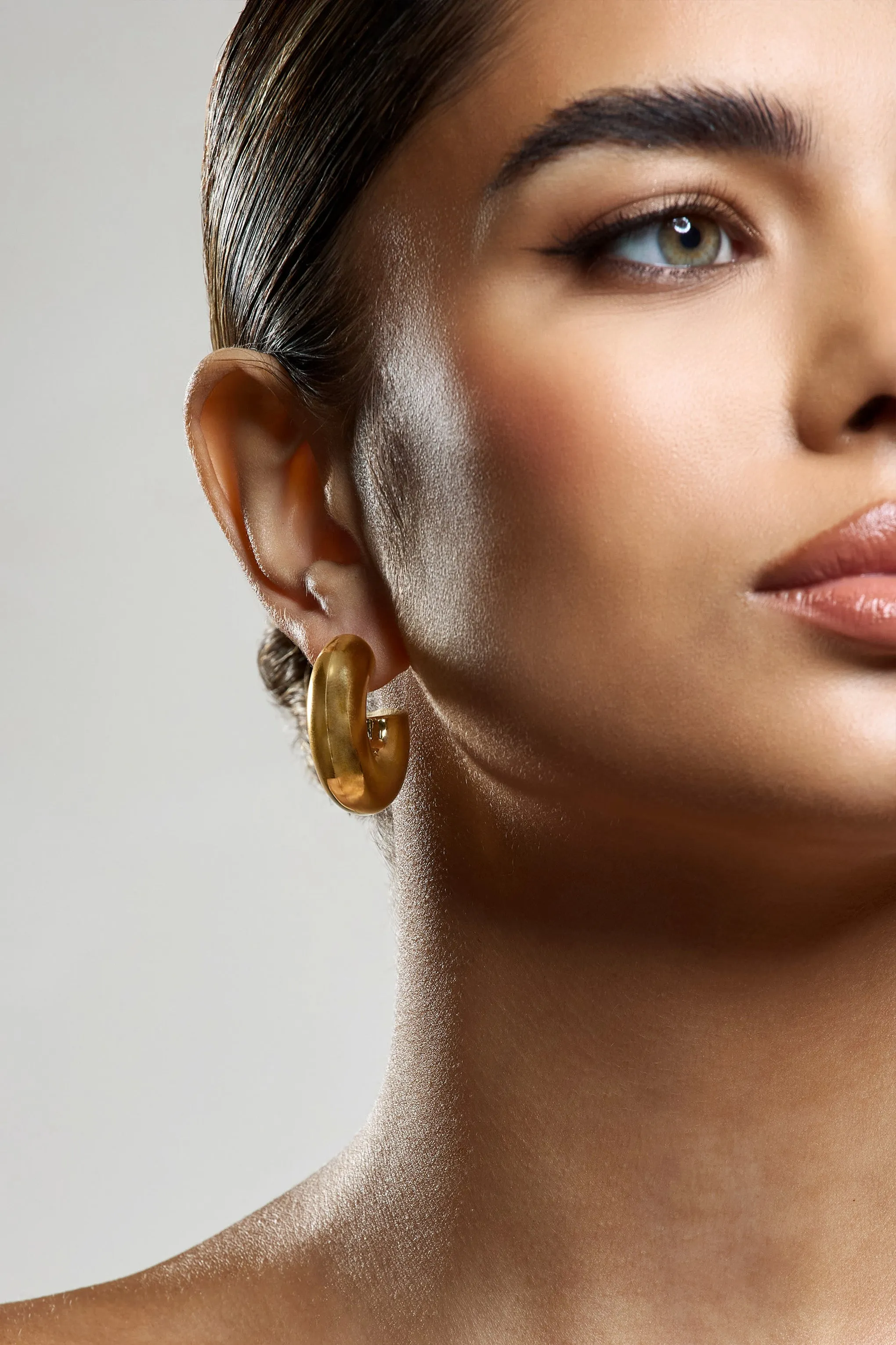 Jane | Gold Chunky Hoop Earrings sold by Club L London product image thumbnail 4
