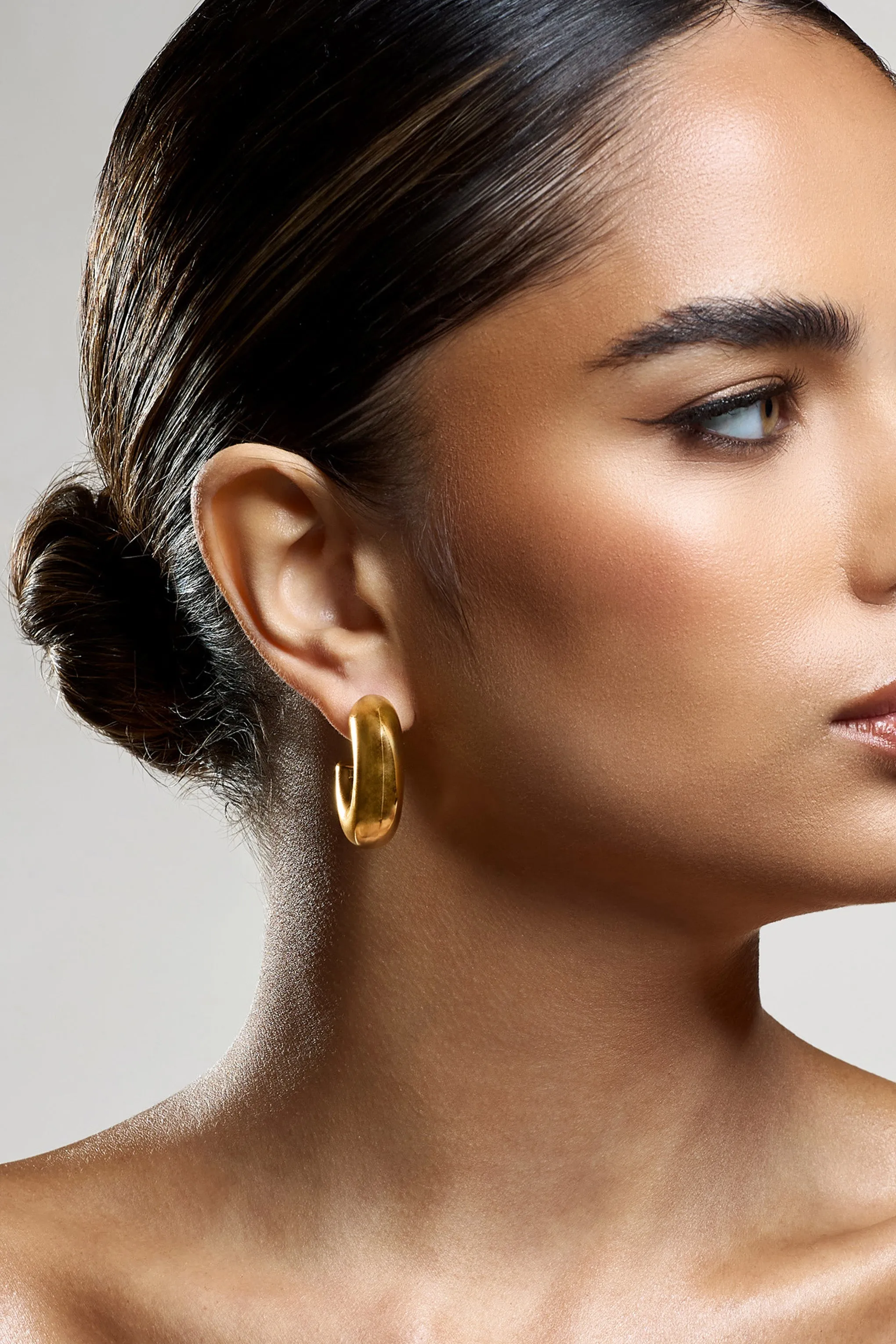 Jane | Gold Chunky Hoop Earrings sold by Club L London product image thumbnail 3