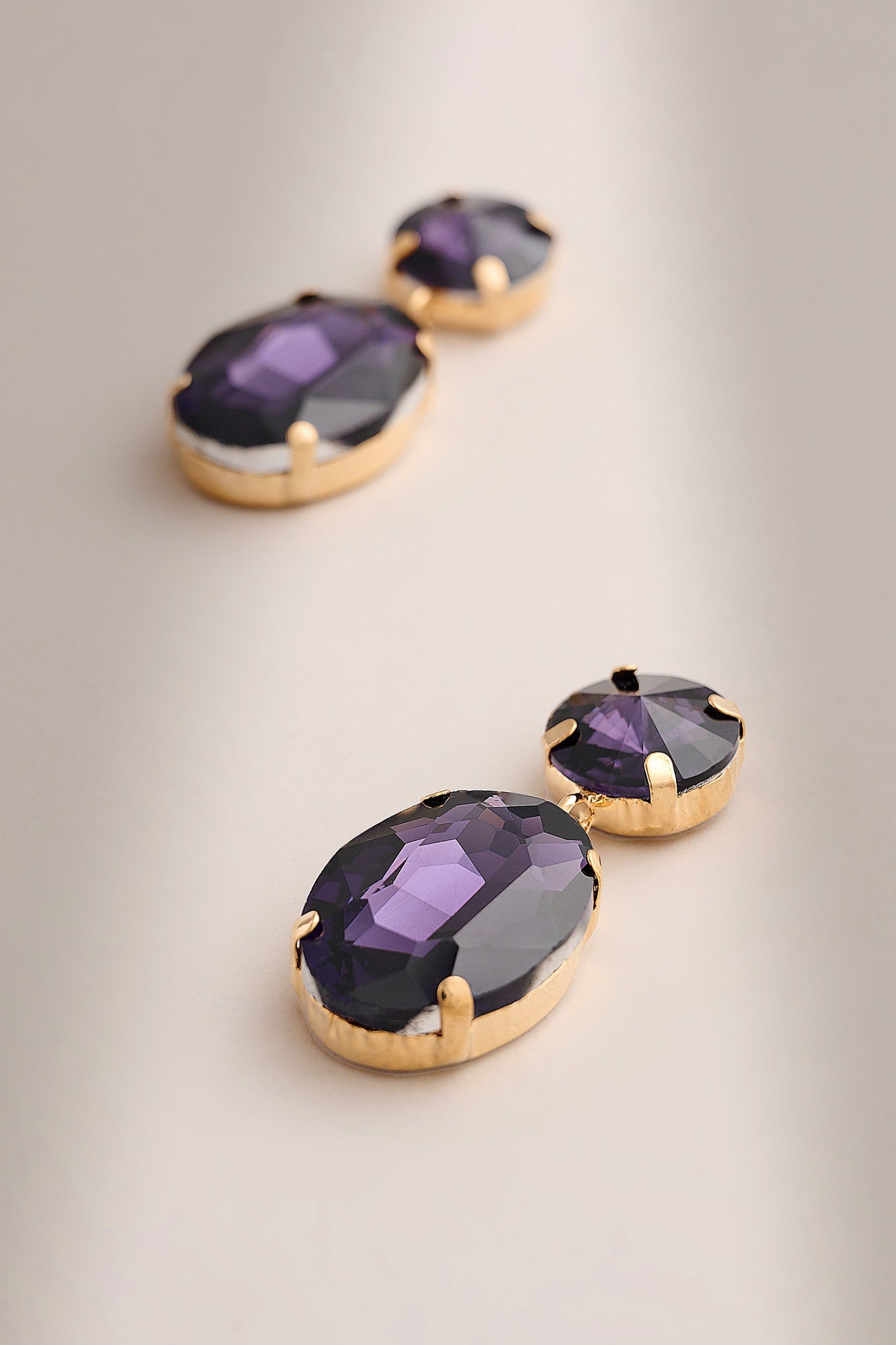 Blake | Purple Jewelled Statement Necklace with Matching Drop Earrings sold by Club L London product image thumbnail 2