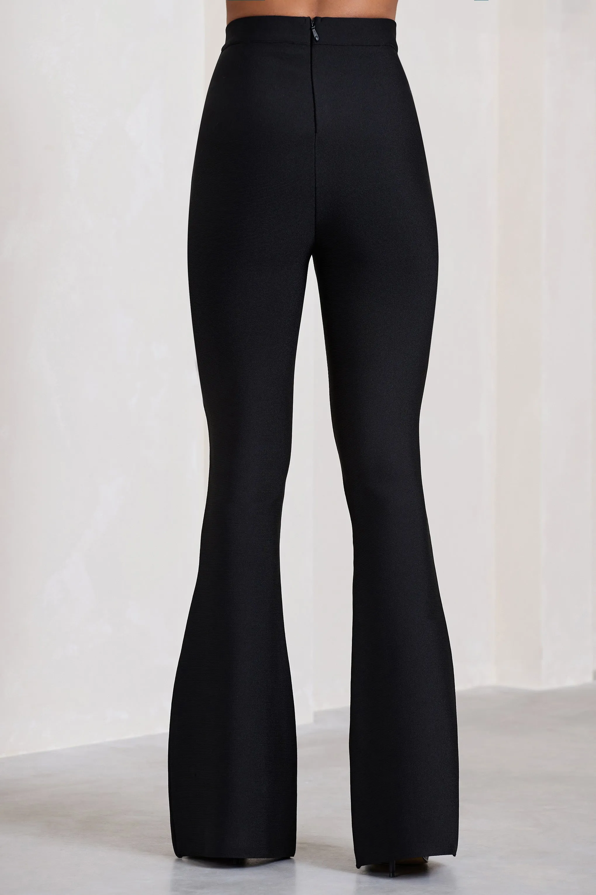 Capri | Black Bandage High Waist Flared Trousers sold by Club L London product image thumbnail 4
