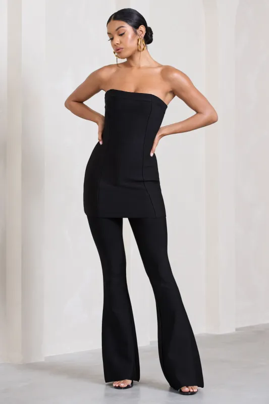 Capri | Black Bandage High Waist Flared Trousers sold by Club L London