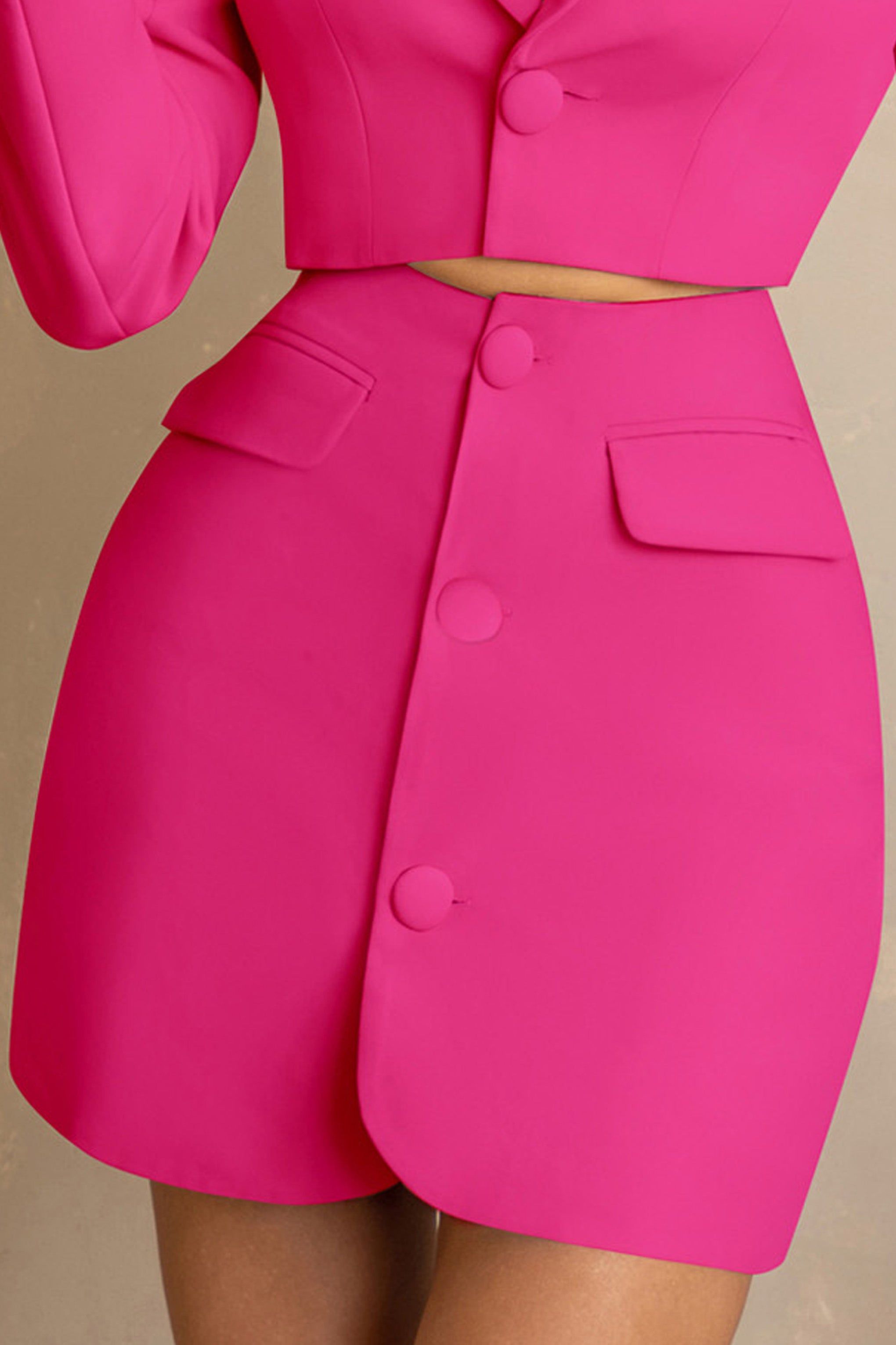 CEO | Hot Pink Button Front Tailored Mini Skirt sold by Club L London product image thumbnail 3