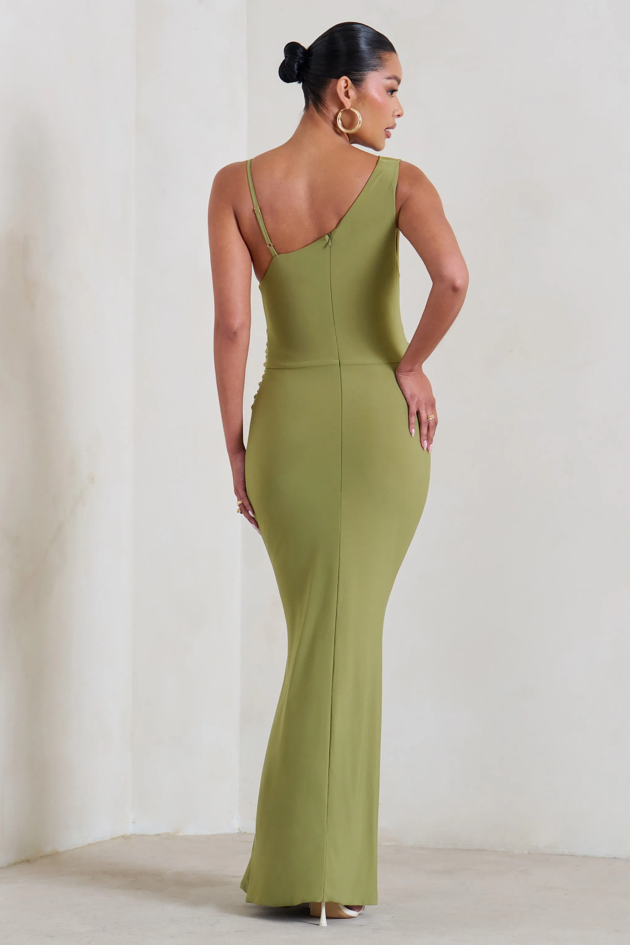 Phantasy | Olive Green Maternity Cowl Neck Maxi Dress sold by Club L London product image thumbnail 2