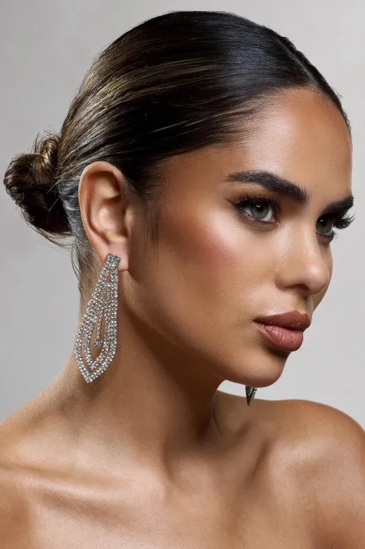 Comet | Gold Diamante Statement Teardrop Earrings sold by Club L London