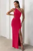 Dressing Up | Red One Shoulder Maxi Dress With Open Back Detail sold by Club L London