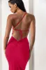Dressing Up | Red One Shoulder Maxi Dress With Open Back Detail sold by Club L London
