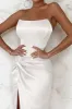 Romancing | Ivory Thigh Split Corset Strapless Maxi Dress sold by Club L London