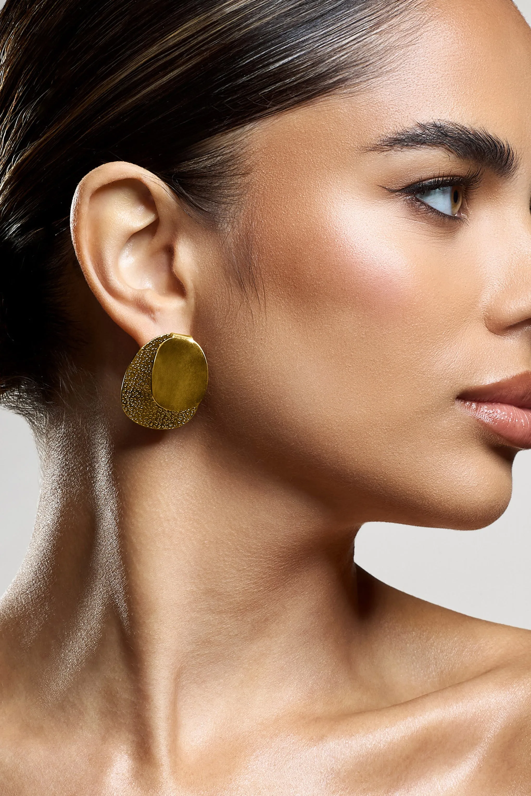 Latica | Gold Double Disc Earrings sold by Club L London product image thumbnail 2