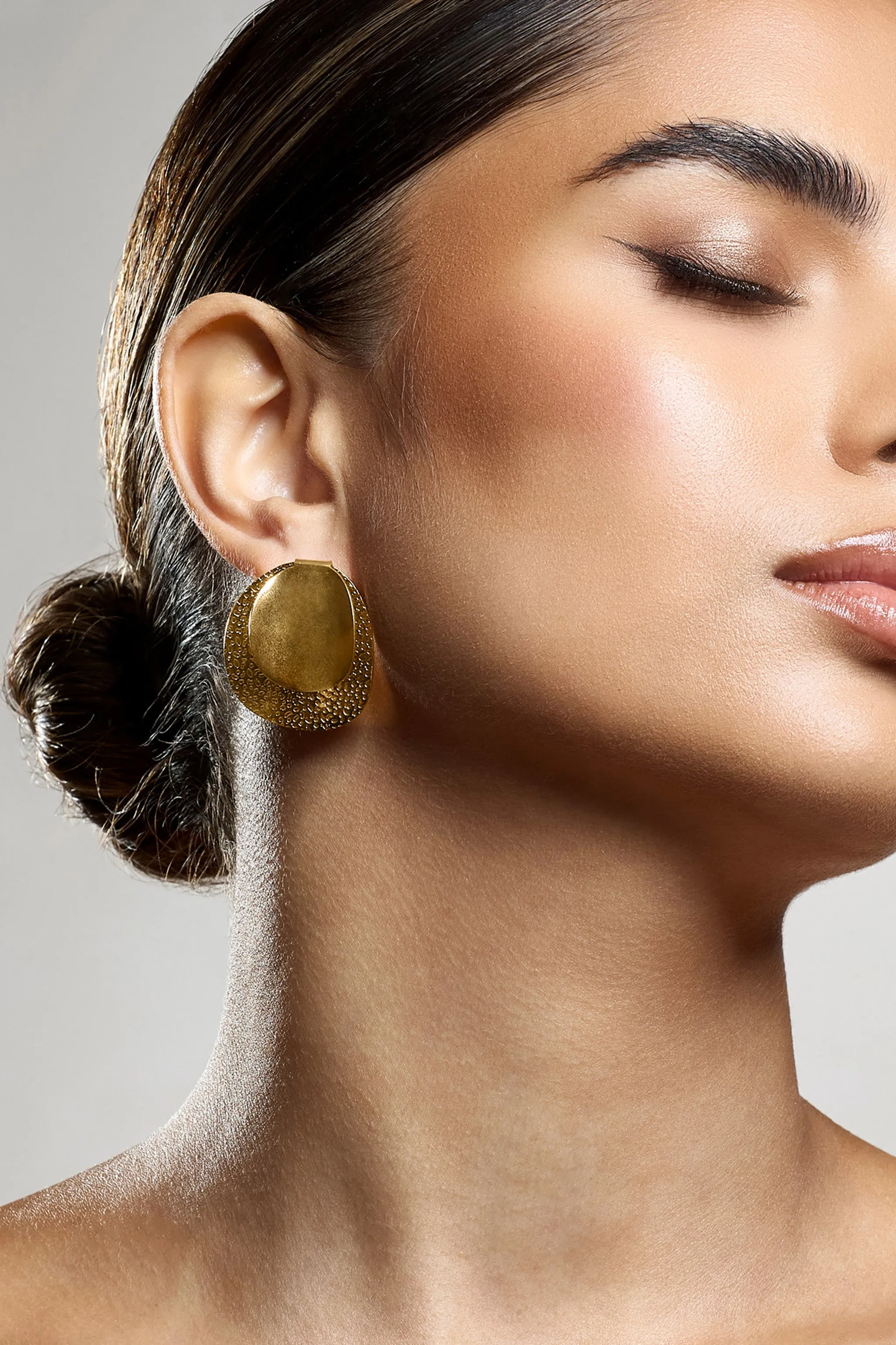 Latica | Gold Double Disc Earrings sold by Club L London product image thumbnail 3