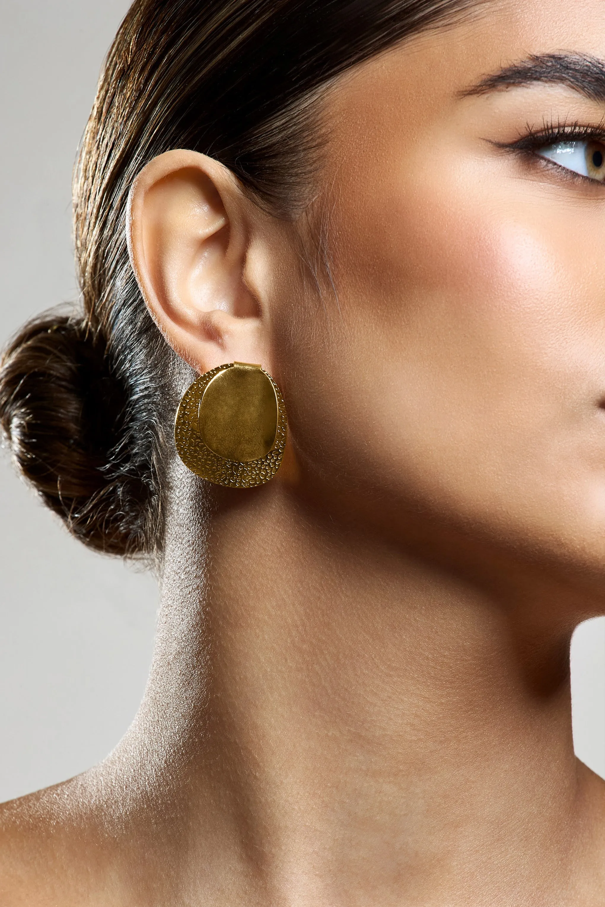 Latica | Gold Double Disc Earrings sold by Club L London product image thumbnail 4