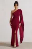 Giada | Berry Ruched One Shoulder Cape Sleeve Maxi Dress sold by Club L London