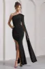Adelaide | Black Asymmetric Sleeveless Split Maxi Dress sold by Club L London