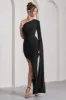 Adelaide | Black Asymmetric Sleeveless Split Maxi Dress sold by Club L London