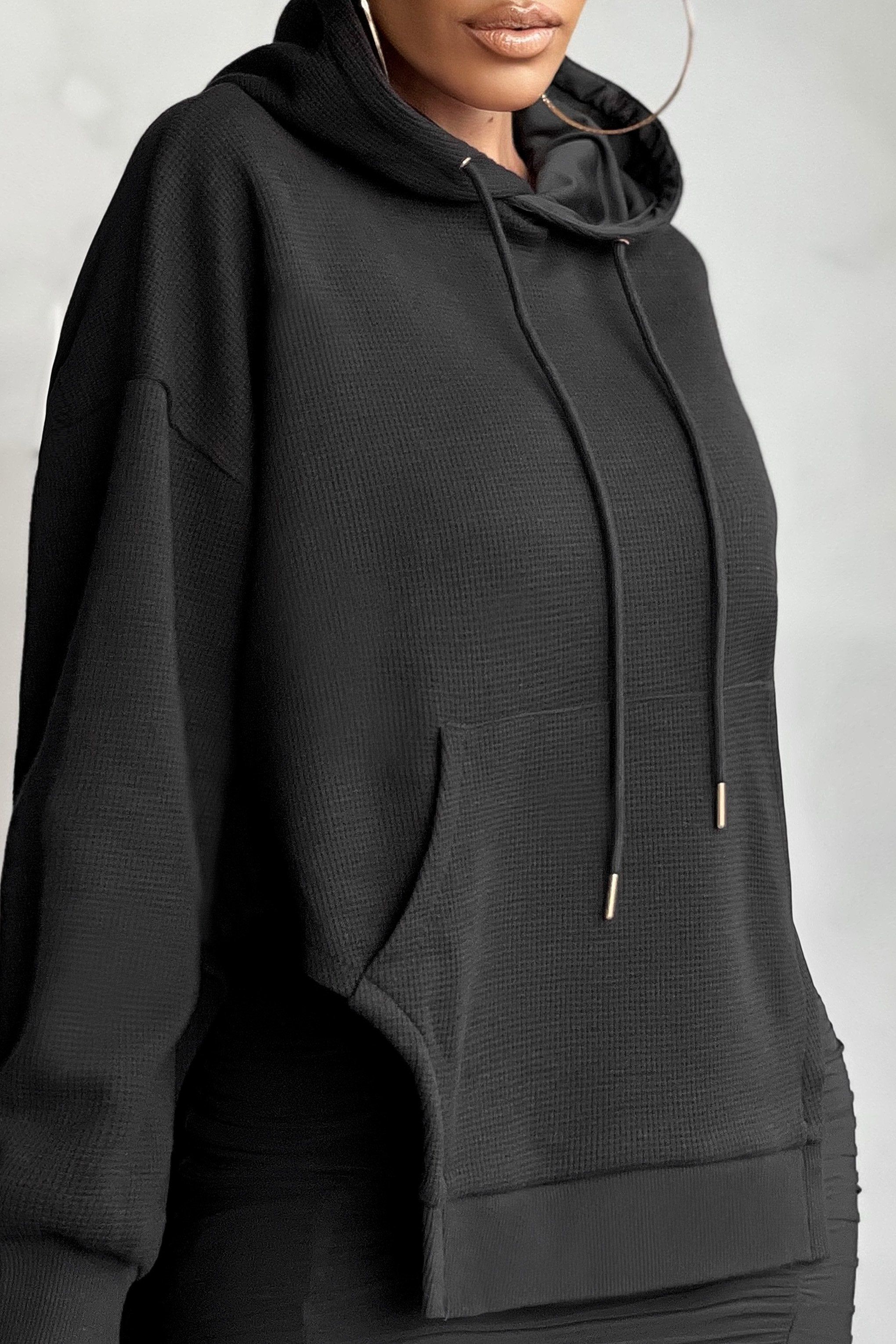 Side Lines | Black Cut Out Oversized Hoodie sold by Club L London product image thumbnail 6