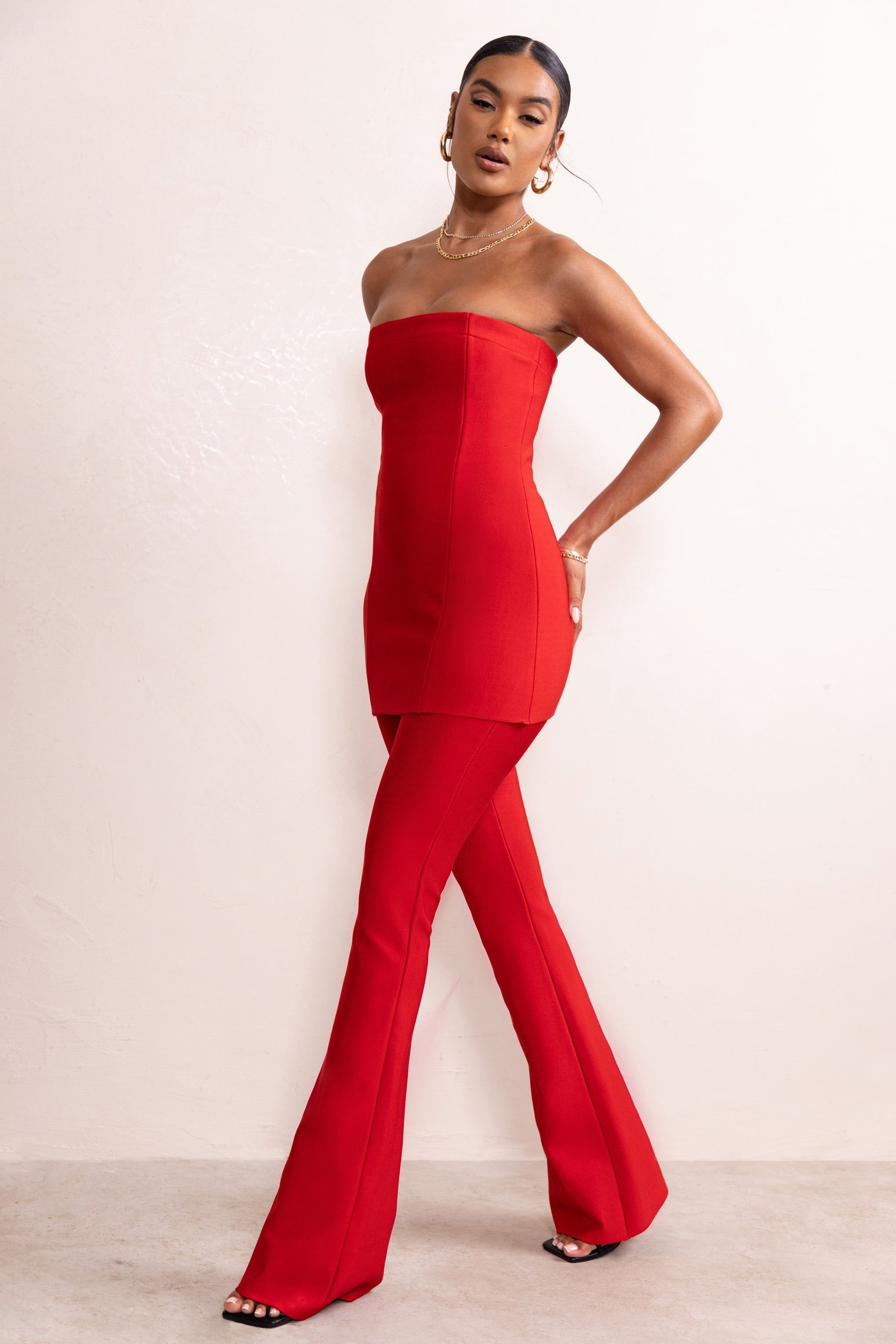Capri | Red Bandage High Waist Flared Pants sold by Club L London product image thumbnail 3