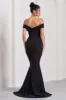 Inspiration | Black Sheer Bardot Fishtail Maxi Dress sold by Club L London