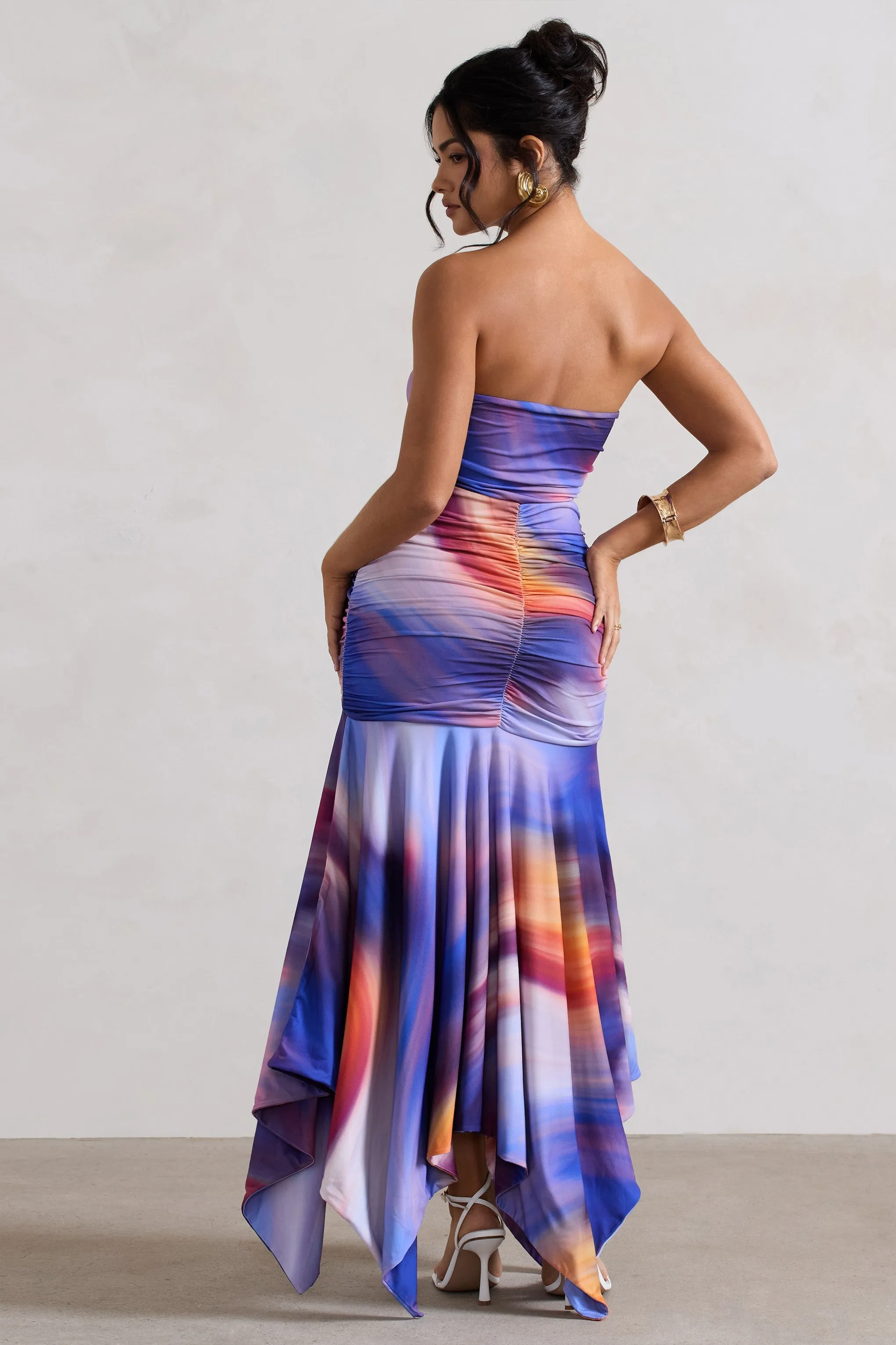 Florianne | Ombre Print Ruched Bandeau Midi Dress sold by Club L London product image thumbnail 2
