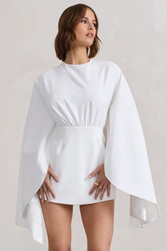 Presley | White Backless Skort Playsuit With Cape sold by Club L London