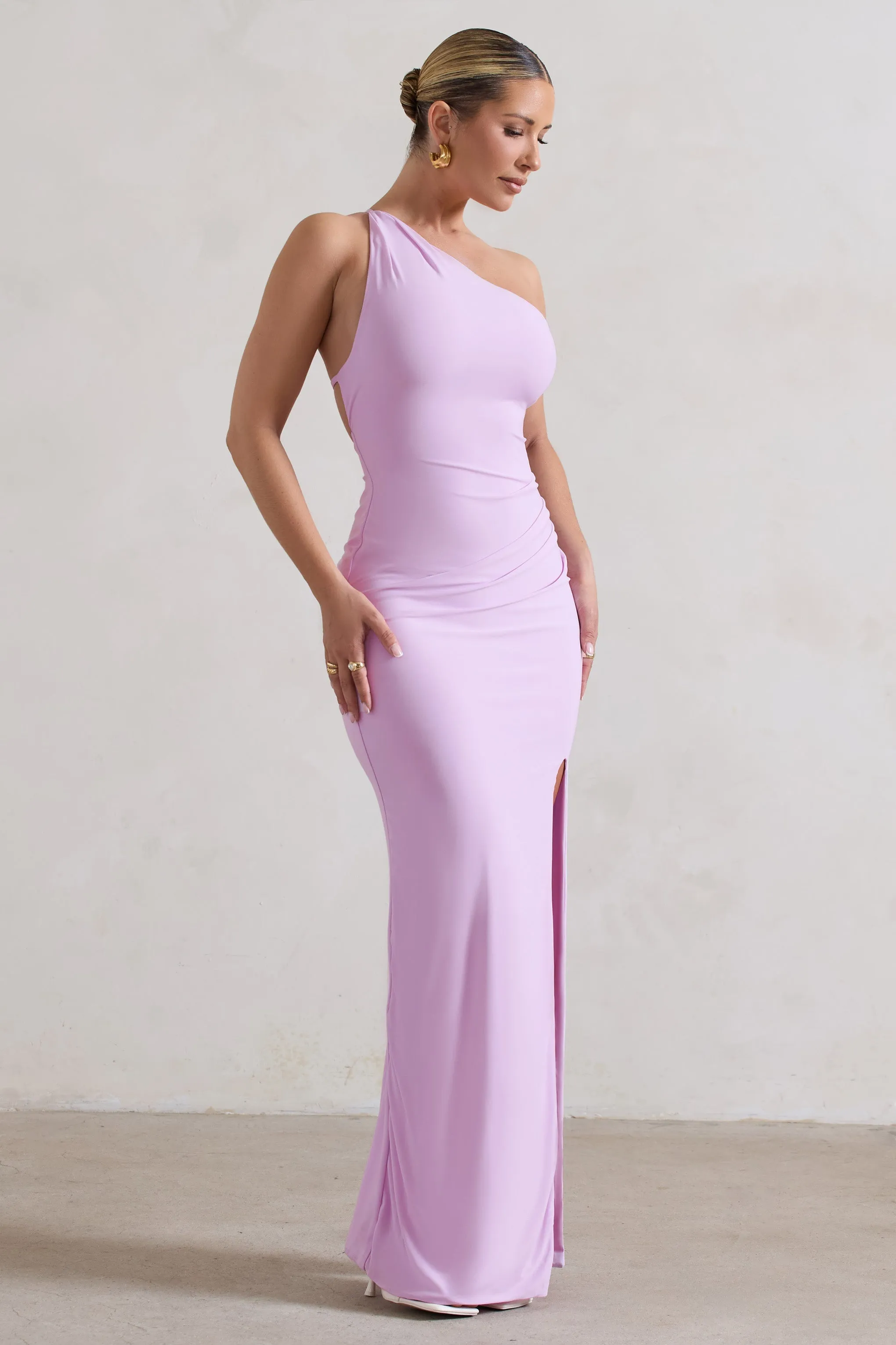 Dressing Up | Lilac One Shoulder Maxi Dress With Open Back Detail sold by Club L London product image thumbnail 5