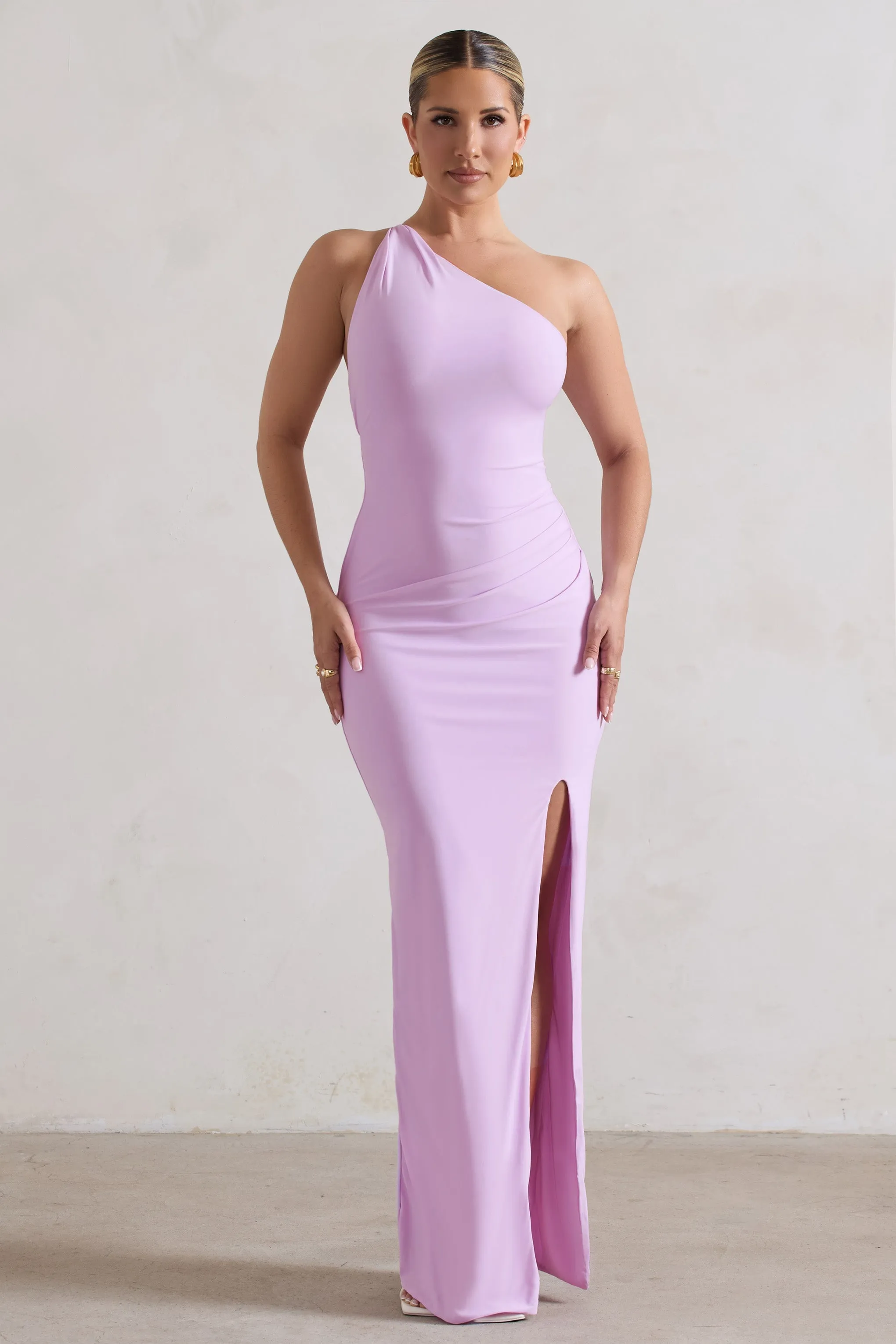 Dressing Up | Lilac One Shoulder Maxi Dress With Open Back Detail sold by Club L London product image thumbnail 4