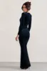 Fay | Navy Velvet Corset Style Knot Maxi Dress sold by Club L London
