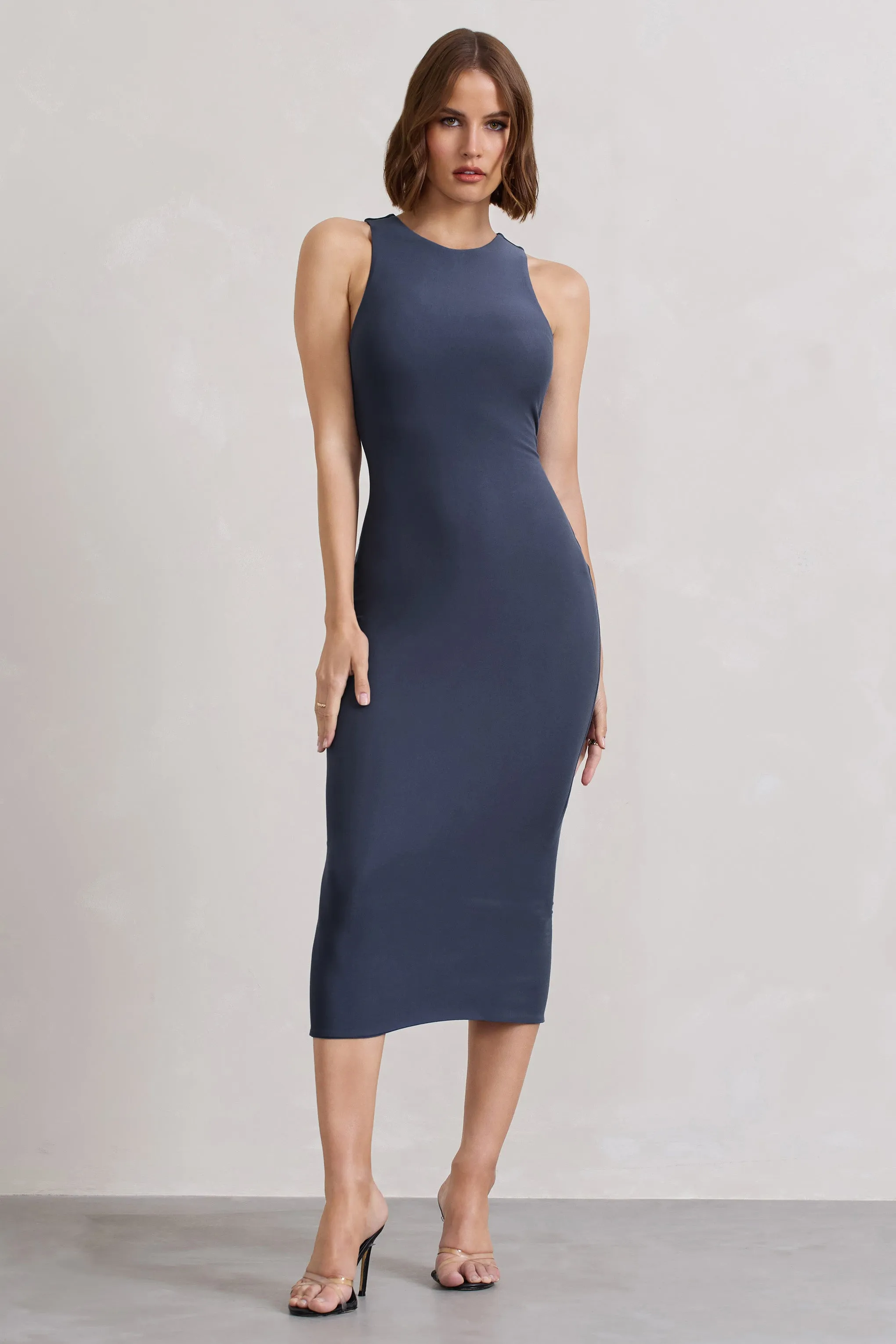 Lilah | Vintage Blue Bodycon Sleeveless Midi Dress sold by Club L London product image thumbnail 3