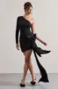 Abstract | Black One Shoulder Mini Dress With Side Drape sold by Club L London
