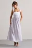 Maybelle | Mauve Square-Neck Corset Skater Maxi Dress sold by Club L London
