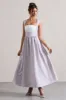 Maybelle | Mauve Square-Neck Corset Skater Maxi Dress sold by Club L London