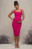 Lisbon | Hot Pink Maternity Square Neck Ruched Midi Dress sold by Club L London