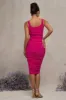 Lisbon | Hot Pink Maternity Square Neck Ruched Midi Dress sold by Club L London