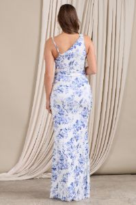 Phantasy | Blue Floral Maternity Cowl Neck Maxi Dress sold by Club L London