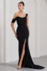 Fatal Attraction | Black Chiffon Fishtail Maxi Dress With Draped Sleeves sold by Club L London
