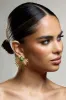 Emira | Gold Statement earrings With Marble Pendant sold by Club L London