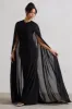 Envy | Black Gathered Maxi Dress With Chiffon Cape sold by Club L London