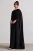 Envy | Black Gathered Maxi Dress With Chiffon Cape sold by Club L London