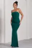 Wren | Bottle Green Ruched Bandeau Maxi Dress sold by Club L London