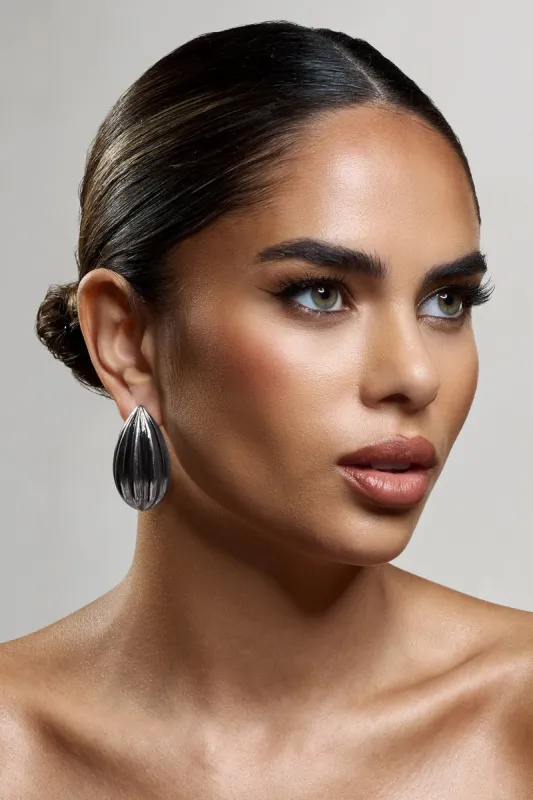 Hollis | Silver Statement Teardrop Earrings sold by Club L London