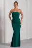 Wren | Bottle Green Ruched Bandeau Maxi Dress sold by Club L London