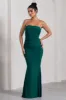 Wren | Bottle Green Ruched Bandeau Maxi Dress sold by Club L London