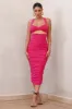 Embody | Hot Pink Cut Out Twist Front Ruched Midi Dress sold by Club L London